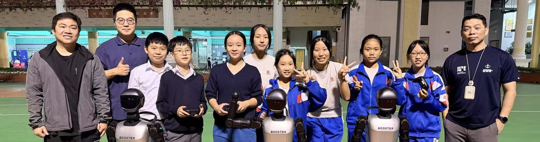 The team with all three Booster T1 robots on the day they were unboxed